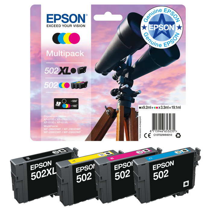 Epson Cartucho de Tinta 502 Magenta (C13T02V34010) Singlepack de Rendimiento Estándar