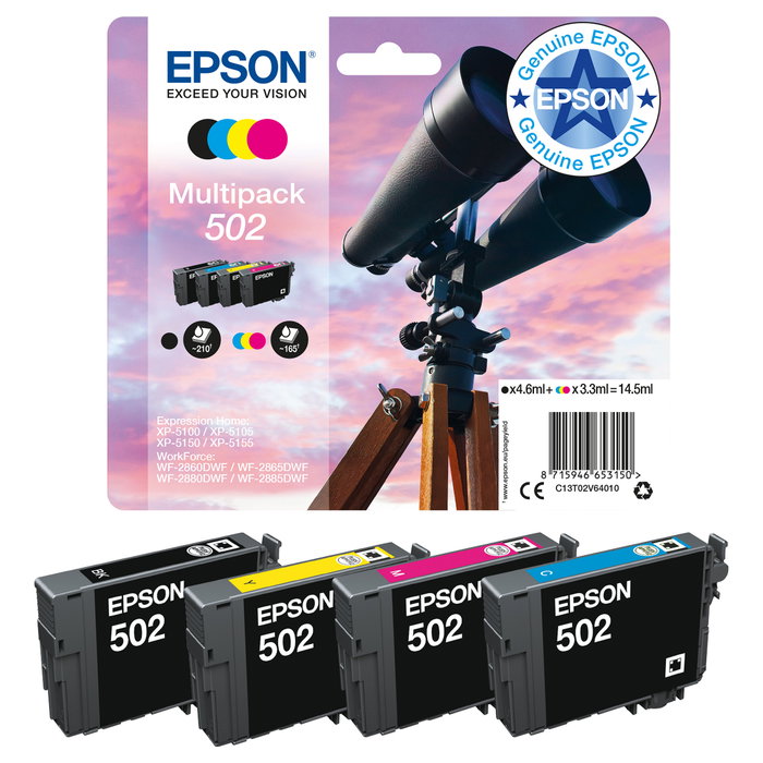 Epson Cartucho de Tinta 502 Magenta (C13T02V34010) Singlepack de Rendimiento Estándar