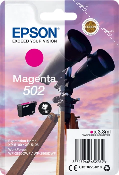 Epson Cartucho de tinta 502 Magenta Original (C13T02V34010) de rendimiento estándar Epson Cartucho de tinta 502 Magenta Original (C13T02V34010) de rendimiento estándar