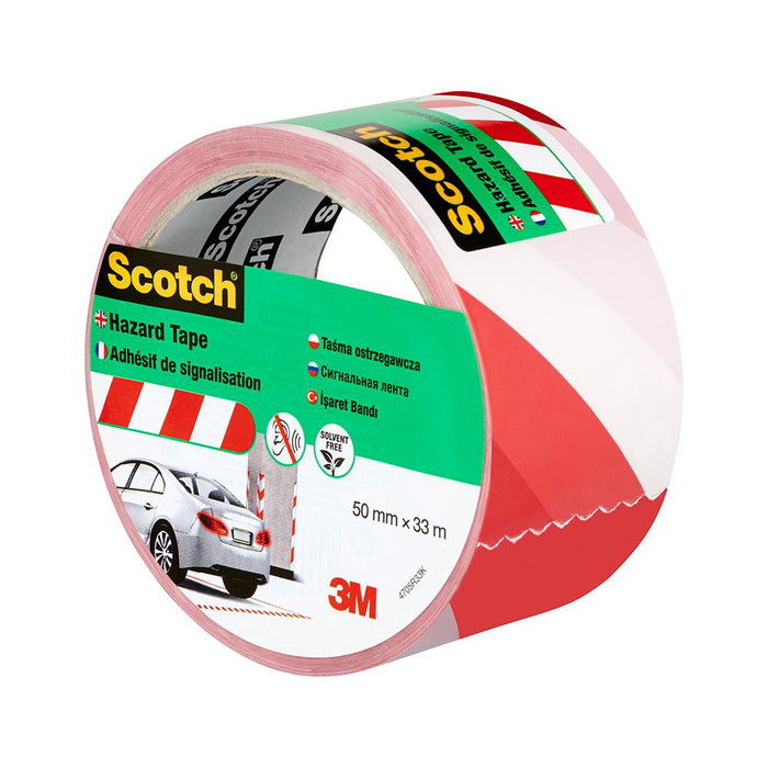 Scotch Cinta de Señalización Adhesiva Blanca y Roja 50 mm x 33 m Scotch Cinta de Señalización Adhesiva Blanca y Roja 50 mm x 33 m