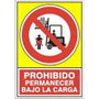 DUVER Señal Adhesiva de Prohibición 148x105 mm PROHIBIDO PERMANECER BAJO LA CARGA