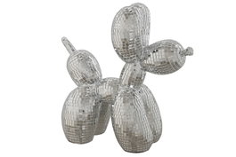 DKD Home Decor Figura de Perrito Globo en Resina y Espejo Plateado