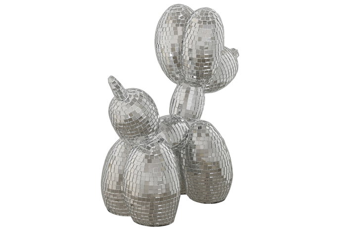 DKD Home Decor Figura de Perrito Globo en Resina y Espejo Plateado