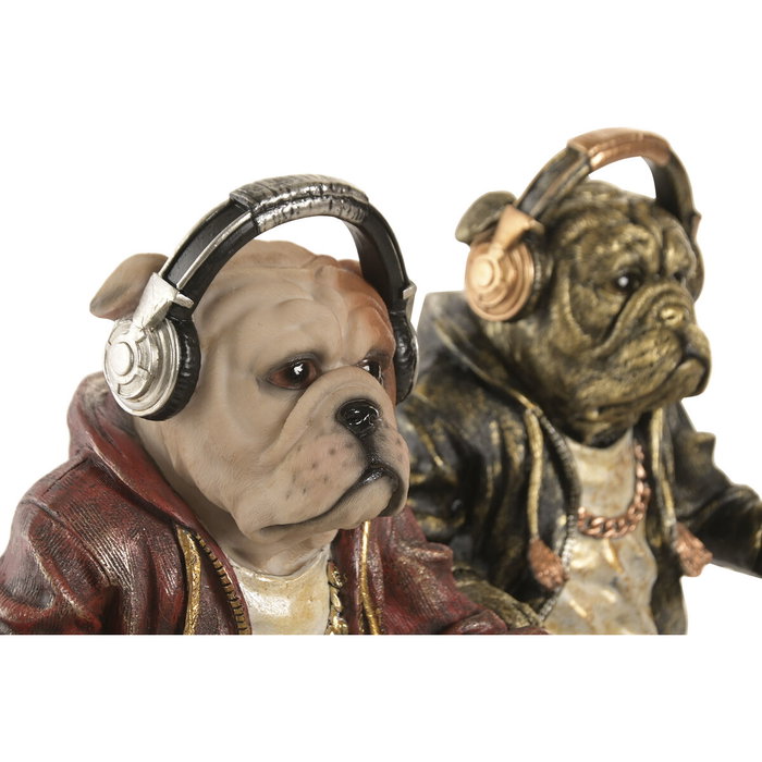 DKD Home Decor Figura de Resina Perro DJ Multicolor (Pack de 2)