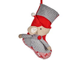 Krist+ Calcetín de Navidad Ratón Rojo 50 cm (Set de 12)