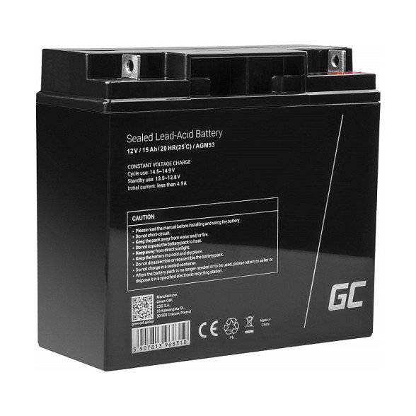 Green Cell AGM53 Batería de 12V 15Ah Green Cell AGM53 Batería de 12V 15Ah