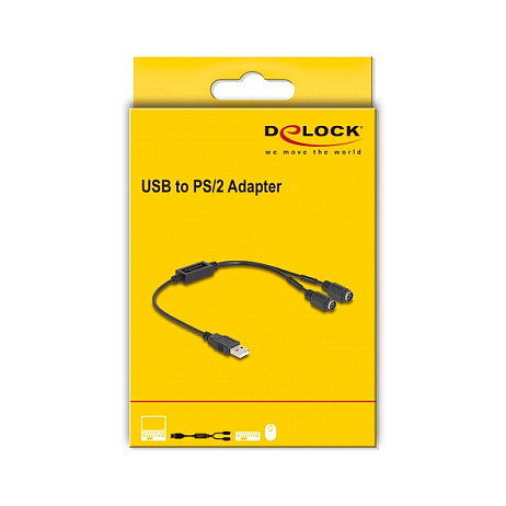 DeLOCK Adaptador USB a PS/2 61061 Negro