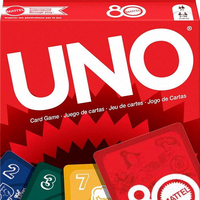 UNO JGK30 Juego del Uno Rubí 80 Aniversario Edición Especial Español, Francés, Alemán, Portugués, Inglés