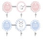 DKD Home Decor Perchero de Pared Panda Baby Collection Azul y Rosa (Surtido de 2)