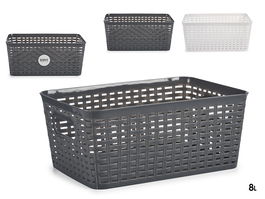 Kipit Cesta Multiuso L Asa Surtidos Colores Trenzado 28.5 cm x 22 cm x 35 cm (Set de 12)