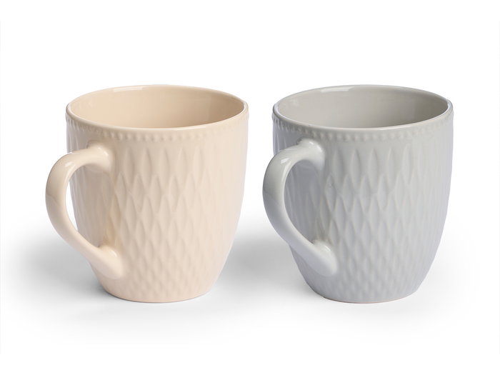 Vessia Tazon Desayuno 600ml Ceramica Loza Beige Gris 15x11.5x11 cm (Set de 24)