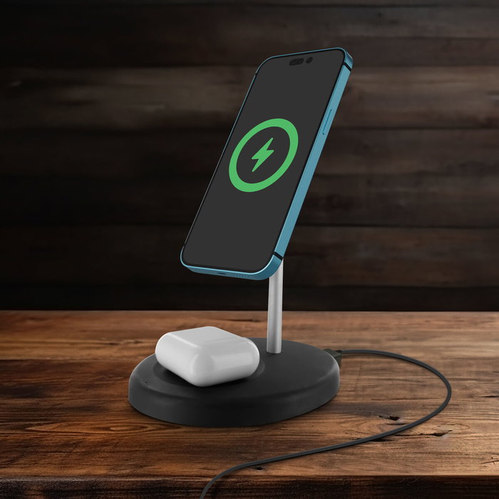 muvit for change cargador 2 en 1 soporte magsafe+iWatch/Airpod negro muvit for change cargador 2 en 1 soporte magsafe+iWatch/Airpod negro