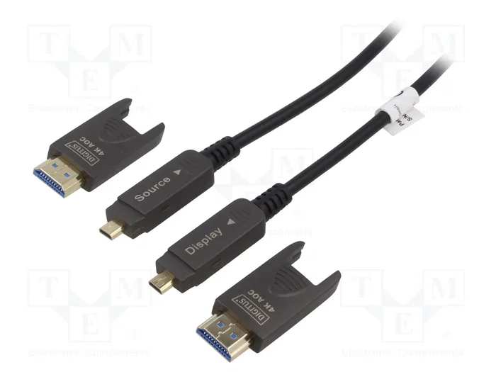 Digitus Cable HDMI AOC Híbrido de Fibra Óptica 4K 30m con Conectores Desmontables