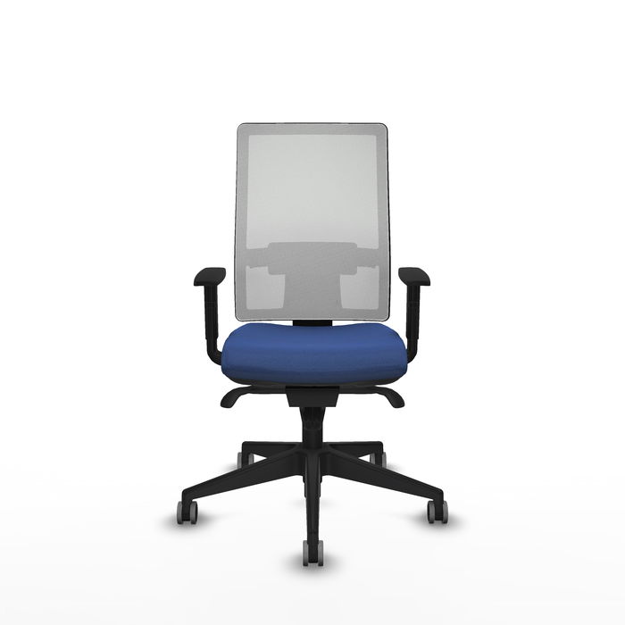 Silla de oficina Horna con mecanismo Sincro tapizada con Tela color Azul marino y malla color Blanco. Equipada con lumbar 1D, Brazos 1D y Ruedas 65 mm parqué Silla de oficina Horna con mecanismo Sincro tapizada con Tela color Azul marino y malla color Blanco. Equipada con lumbar 1D, Brazos 1D y Ruedas 65 mm parqué