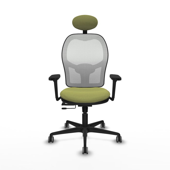 PIQUERAS Y CRESPO Silla de oficina Jorquera con mecanismo Sincro/Traslack, Verde oliva y Blanco