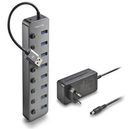 NGS IHUB8 Hub USB 3.0 con 8 Puertos y 5Gbps de Velocidad, Gris