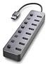 NGS Hub USB NGS IHUB8, 8 Puertos USB 3.0 con Carga BC1.2, Velocidad 5 Gbps, Gris, Plug and Play, Compatible con PC y Mac