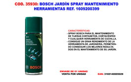Bosch Spray de Mantenimiento para Herramientas de Jardín 250 ml