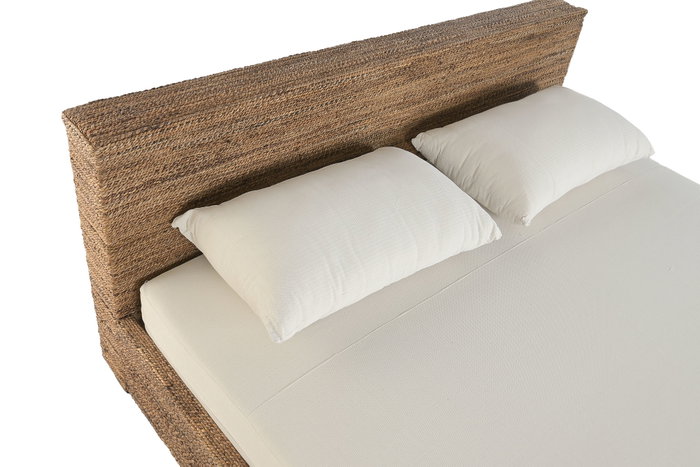 DKD Home Decor Cama Banana 1c25 Natural de Fibra de Banana y Teca, Desmontable, 220 x 192 x 92 cm (Capacidad 180x200)