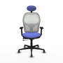 PIQUERAS Y CRESPO Silla de oficina Jorquera con mecanismo Sincro/Traslack, Azul claro y Blanco