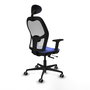 PIQUERAS Y CRESPO Silla de oficina Jorquera con mecanismo Sincro/Traslack, Azul claro y Blanco