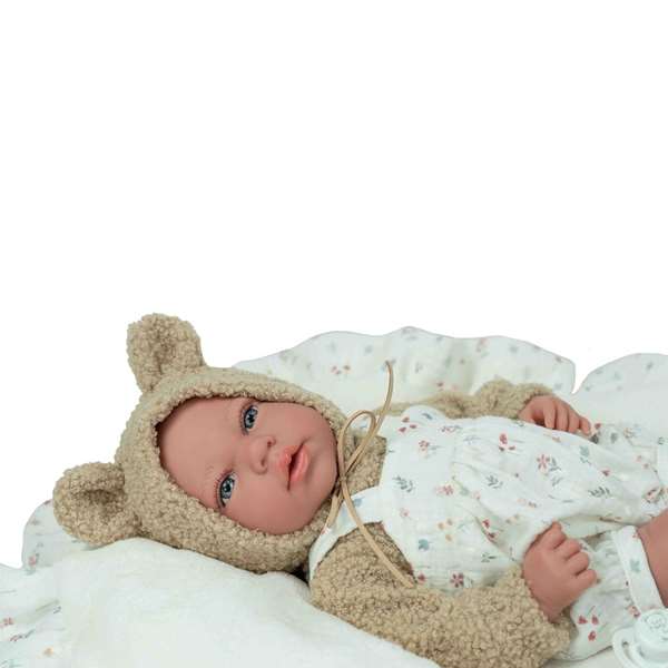 Muñecas Arias Muñeca Elegance 40 cm Andie Beige con Cojín, Muñeco de Peso, Edad 3+ años, Idioma Español