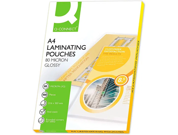 Q-connect Bolsa de Plastificar Din A4 303 x 216 mm 80 mc Caja de 100 Unidades