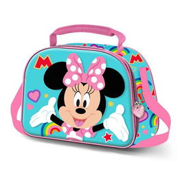 Karactermania Bolsa Portamerienda 3D Minnie Mouse Greet Turquesa Isotérmica con Asa Bandolera y Cinta para Carrito 25,5 x10 x20 cm