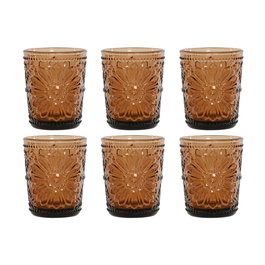 DKD Home Decor Vaso Marron 8.5 x 10.5 x 8.5 cm Cristal Set de 6 Piezas 310ml