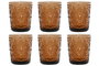 DKD Home Decor Set de 6 Vasos de Cristal Margarita 310ml Marrón