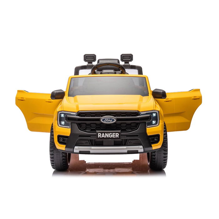 Tachan Coche Bateria 4X4 12V Todoterreno Amarillo Licencia Ford Con Doble Motor, Luces, Sonidos y Puerto USB