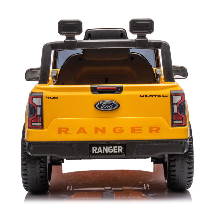 Tachan Coche Bateria 4X4 12V Todoterreno Amarillo Licencia Ford Con Doble Motor, Luces, Sonidos y Puerto USB
