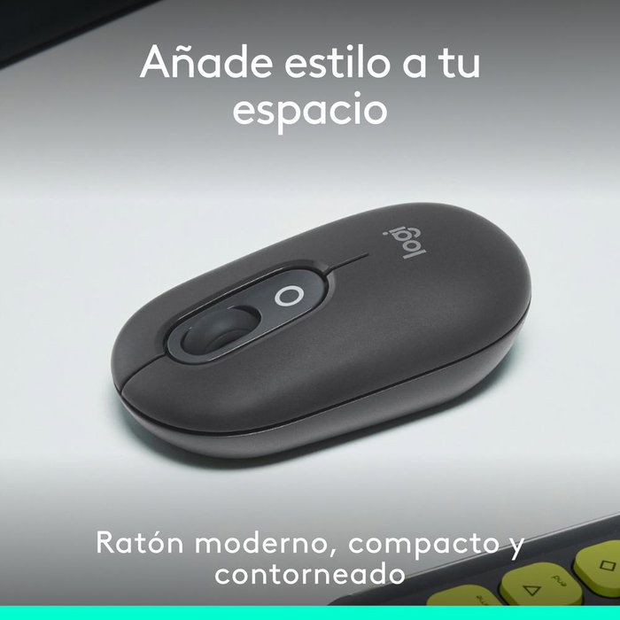 Logitech Ratón Inalámbrico Pop Mouse Grafito con Botón Personalizable para Emoji, Bluetooth 5.1, 4000 DPI, Easy-Switch Multidispositivo, Hasta 24 Meses de Batería