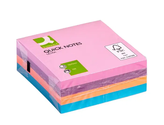 Q-connect Bloc de notas adhesivas quita y pon con 320 hojas 76x76mm