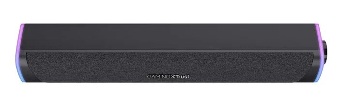 Trust GXT 620 Axon - Barra de Sonido Gaming 2.0 12W (6W RMS) Negra Alámbrica con Iluminación RGB y Conexión USB/AUX, Diseño Compacto para PC y TV