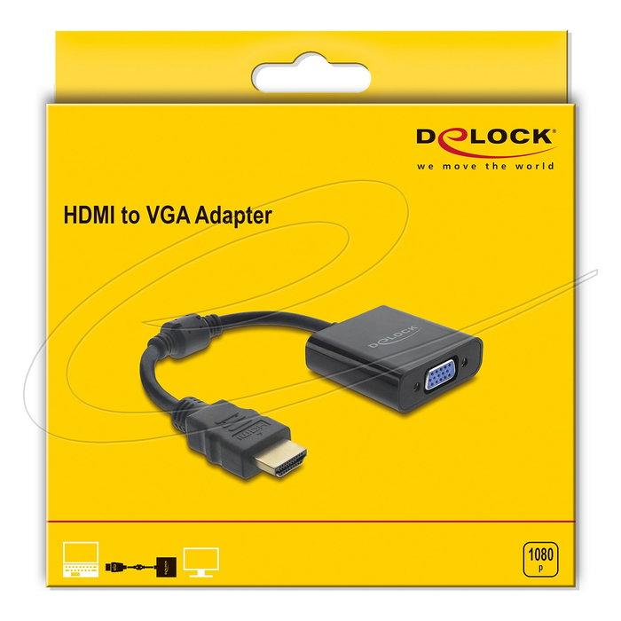 DeLOCK 61077 Adaptador HDMI tipo A Macho a VGA D-Sub Hembra Negro