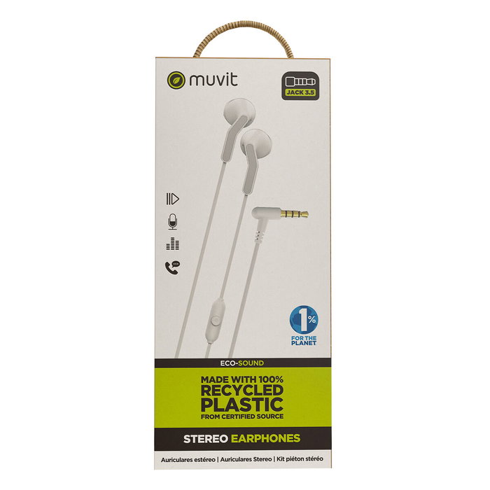 muvit for change auriculares estéreo E56 3.5mm blancos