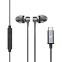 Energy Sistem Auriculares Metallized Type C Intrauditivos Alámbrico con Cable USB-C, Control Remoto de 3 Botones, Micrófono, Almohadillas, Aluminio y Plástico Reciclado, Negro/Gris