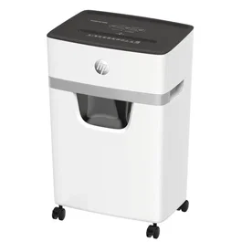 HP OneShred 10MC Destructora de Papel Microcorte, 22 cm, Nivel de Seguridad P-5, 10 Hojas, para Tarjetas de Crédito y Grapas, 65 dB, Cesta 20 L, Blanco