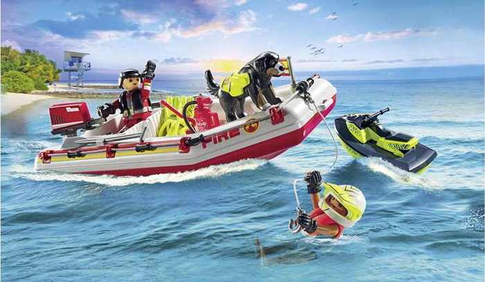 Playmobil Action Bote de bomberos con moto acuática y accesorios Playmobil Action Bote de bomberos con moto acuática y accesorios