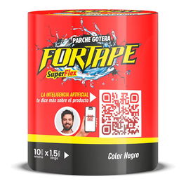 Fortape Cinta Parche Tapa Gotera Negro PVC Rollo 10 x 150 cm Resistente Agua