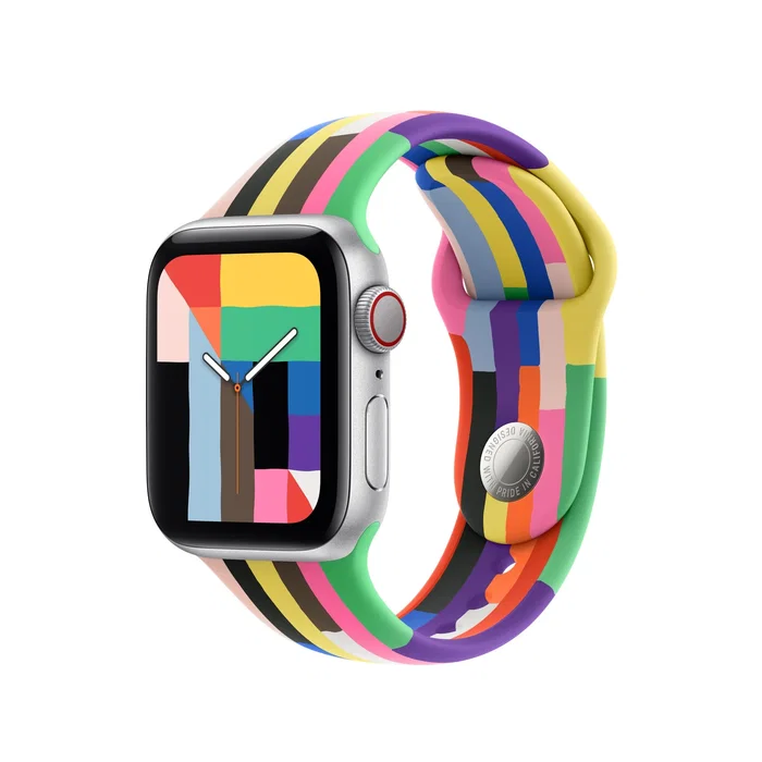 Apple MFFQ4ZM/A Correa Pride Edition para Apple Watch 38mm 40mm 41mm Series 7 9 SE 3 - Fluoroelastómero Multicolor, Talla M/L