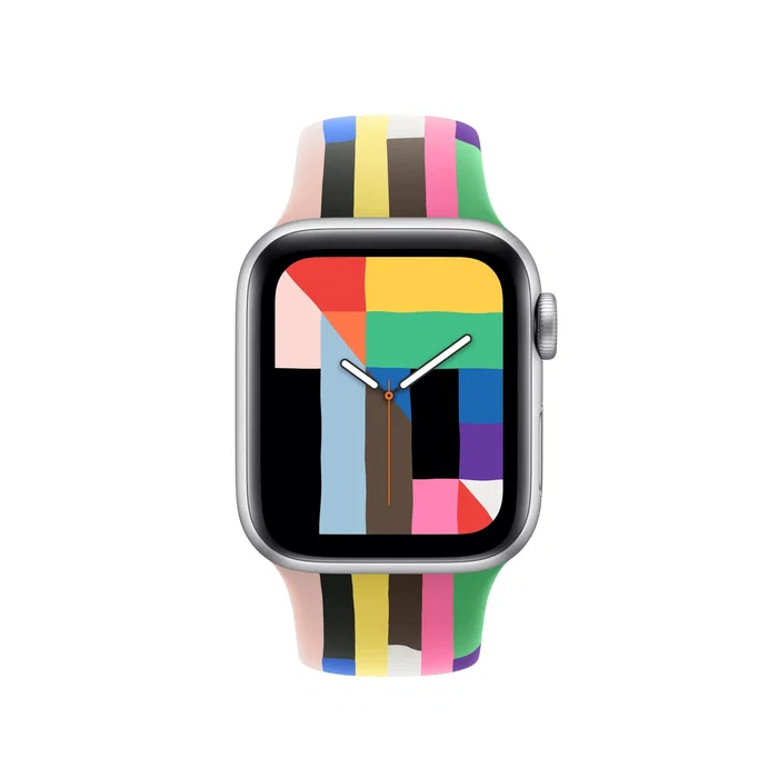 Apple MFFQ4ZM/A Correa Pride Edition para Apple Watch 38mm 40mm 41mm Series 7 9 SE 3 - Fluoroelastómero Multicolor, Talla M/L