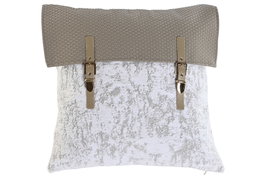 DKD Home Decor Cojin Greige Blanco 45 x 10 x 45 cm Jacquard Poliester