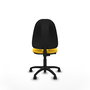 Silla de oficina Algarra con mecanismo Contacto permanente básico tapizada con Similpiel color Amarillo. Equipada con Base poliamida negra, Sin brazos y Ruedas de nailon 50 mm