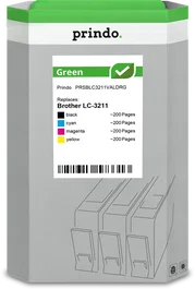 Prindo LC-3211 Multipack Compatible Brother Negro, Cian, Magenta, Amarillo 800 Páginas