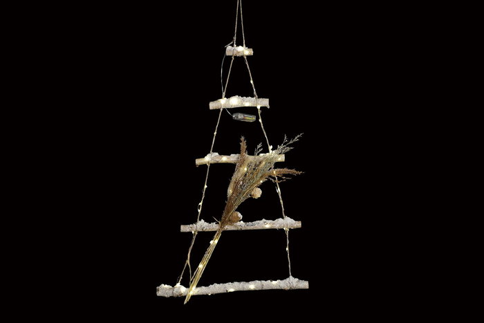 DKD Home Decor Colgante Navidad Alpina Decoracion Flor Seca y Led Marron 8 x 93 x 49 cm