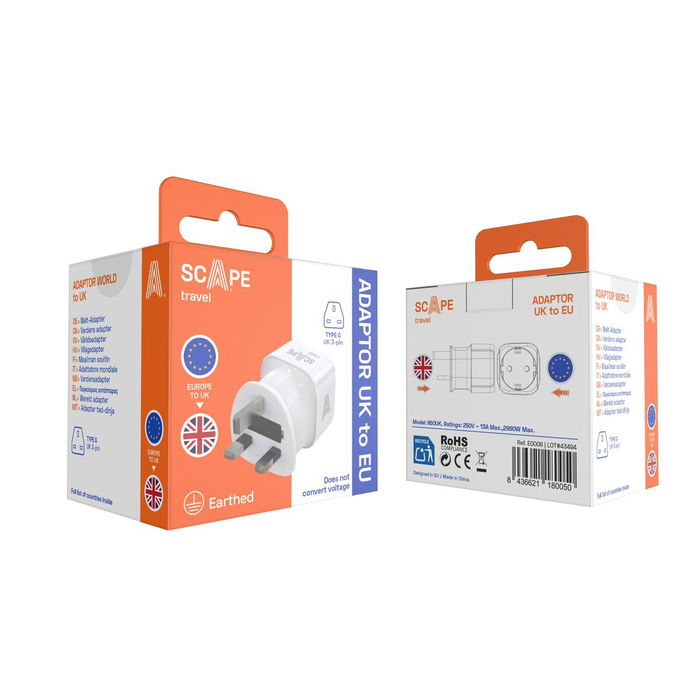 Scape Travel Enchufe Adaptador Schuko a UK