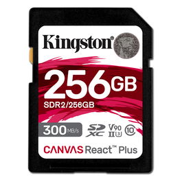 Kingston Tarjeta SDXC Canvas React Plus 256GB UHS-II U3 V90 300MB/s Lectura 260MB/s Escritura