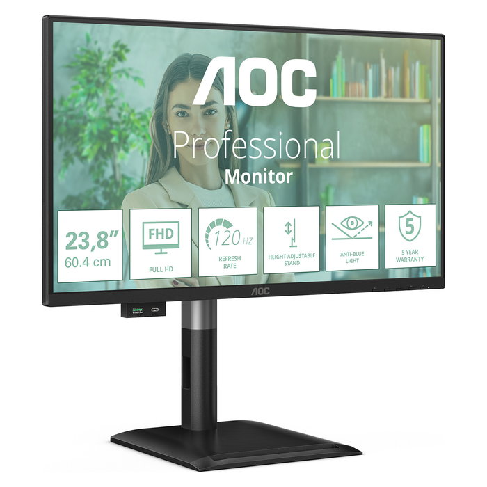 AOC Monitor 24P4U 23.8" Full HD IPS 120Hz 4ms HDMI DP USB Negro